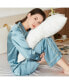 ფოტო #6 პროდუქტის Women's 22MM Gold Piping Silk Pajamas Set