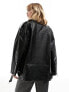 Фото #3 товара ONLY faux leather oversized biker jacket in black