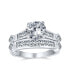 ფოტო #1 პროდუქტის Classic Art Deco 3CT Cubic Zirconia Brilliant Cut Round Solitaire Pave Band AAA CZ Anniversary Wedding Engagement Ring Set Band Sterling Silver