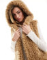 Threadbare Ski borg gilet with hood in taupe