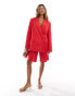 Фото #2 товара Kaiia linen look tailored oversized double breasted blazer co-ord in red