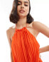 Фото #2 товара ASOS DESIGN halter neck pleat frill maxi dress in tomato