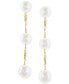 ფოტო #2 პროდუქტის EFFY® Cultured Freshwater Pearl Triple Drop Earrings in 14k Yellow, White or Rose Gold (5mm)