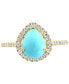 ფოტო #3 პროდუქტის EFFY® Turquoise & Diamond (1/4 ct. t.w.) Halo Ring in 14k Gold