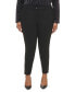 ფოტო #1 პროდუქტის Plus Size Ponte Pleated Slim-Leg Pants