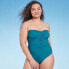 Фото #3 товара Women's Shirred Bandeau One Piece Swimsuit - Shade & Shore Teal Blue XL