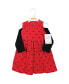 Toddler Girls Quilted Cardigan 2pc set and Dress, Red Black Bows