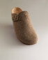 Buckled felt mule clog slippers