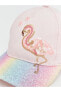 Фото #8 товара Pembe Simli Flamingo Desenli Ön Kısmı Simli Ve Parlak Ayarlanabilir Kız Çocuk Kep Şapka