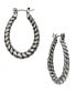 Silver-Tone Twisted-Rope Oval Hoop Earrings