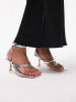 Фото #4 товара Topshop Wide Fit Nancy strappy toe post mid heeled sandal in silver croc