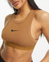 Nike trend ribbed crop tank vest top in ale brown