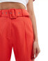 Фото #2 товара ASOS DESIGN tailored belted trouser with linen in red