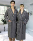 Фото #6 товара Personalized 100% Turkish Cotton Waffle Terry Bathrobe with Satin Piped Trim - Dark Gray
