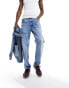 Фото #3 товара ASOS DESIGN tapered fit jeans in light wash blue - LBLUE