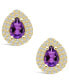 ფოტო #3 პროდუქტის Amethyst (1-1/3 ct. t.w.) and Diamond (5/8 ct. t.w.) Halo Stud Earrings in 14K Yellow Gold