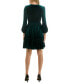 Petite V-Neck Long-Sleeve Smocked-Waist Velvet Dress