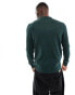 ONLY & SONS knitted zip through long sleeve polo in green