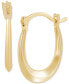 ფოტო #3 პროდუქტის Polished Tapered Oval Small Hoop Earrings in 10k Gold