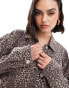 Pull&Bear oversized crop jacket co-ord in leopard print