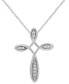 ფოტო #1 პროდუქტის Diamond Loop Cross 18" Pendant Necklace (1/10 ct. t.w.) in Sterling Silver