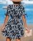 Фото #3 товара Women's Short Sleeve Abstract Animal Mini Beach Dress