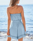 Фото #2 товара Women's Light Blue Ruffled Wide Leg Tube Romper