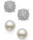 ფოტო #4 პროდუქტის 2-Pc. Set Cultured Freshwater Pearl (7mm) & Cubic Zirconia Stud Earrings in Sterling Silver