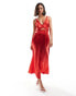 Фото #1 товара Never Fully Dressed lace cut-out slip midaxi dress in red