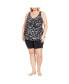 Фото #2 товара Plus Size V-Neck Tiered Print Tankini Top