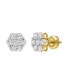 ფოტო #1 პროდუქტის Round Cut Natural Certified Diamond (1.81 cttw) 14k Yellow Gold Earrings Timeless Cluster Design