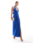 Фото #3 товара Flounce London halterneck maxi dress in cobalt