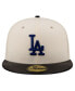 Men's Cream Los Angeles Dodgers Game Night Leather Visor 59fifty Fitted Hat