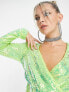 Collective the Label exclusive sequin wrap dress in iridescent lime