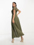 Фото #4 товара ASOS DESIGN Tall flutter sleeve midi tea dress with buttons in khaki