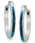 ფოტო #1 პროდუქტის Sterling Silver Earrings, Blue Diamond Baguette Hoop Earrings (1/4 ct. t.w.)