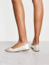 Фото #3 товара ASOS DESIGN Lola faux pearl embellished pointed ballet flats in ivory satin