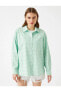 Kadın Yeşil Kareli Gömlek Cepli Pamuklu