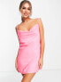 Фото #1 товара ASOS DESIGN tie shoulder slip beach mini dress in neon pink