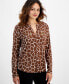 ფოტო #1 პროდუქტის Petite Giraffe-Print Zippered-Pocket Top, Created for Macy's