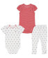 ფოტო #1 პროდუქტის Baby Girls Pattern Bodysuits and Joggers, 3 Piece Set