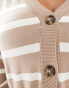 Pieces Curve cardigan in beige and white stripe Beige-gestreift, M - EU 46-48 - фото #3