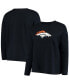 Фото #1 товара Women's Plus Size Navy Denver Broncos Primary Logo Long Sleeve T-shirt