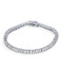 ფოტო #3 პროდუქტის Cubic Zirconia Square CZ Channel Set Asscher Cut Tennis Bracelet For Women s Prom Brass