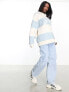 ASOS Weekend Collective rugby sweatshirt in blue and cream stripe