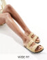 Glamorous Wide Fit double strap footbed sandals in taupe