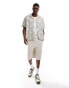 Abercrombie & Fitch short sleeve pattern embroid linen shirt in tan Бронзовый, S - фото #1