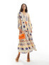 Фото #1 товара Never Fully Dressed contrast trim maxi dress in sunshine print