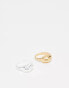 Фото #2 товара Topshop Rooni pack of 2 thick molten rings in multi plated