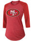 Фото #3 товара Women's George Kittle Scarlet San Francisco 49Ers Team Player Name Number Tri-Blend Raglan 3/4 Sleeve T-shirt